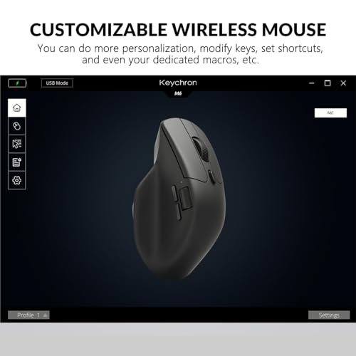 Image of Keychron M6 Wireless Gaming Optical Mouse, Tri-Mode 2.4 GHz /Bluetooth 5.1 /Wired, PixArt 3395 Sensor, 26000 DPI, Ergonomic Lightweight Programmable Macro Button for Windows PC /Mac - White