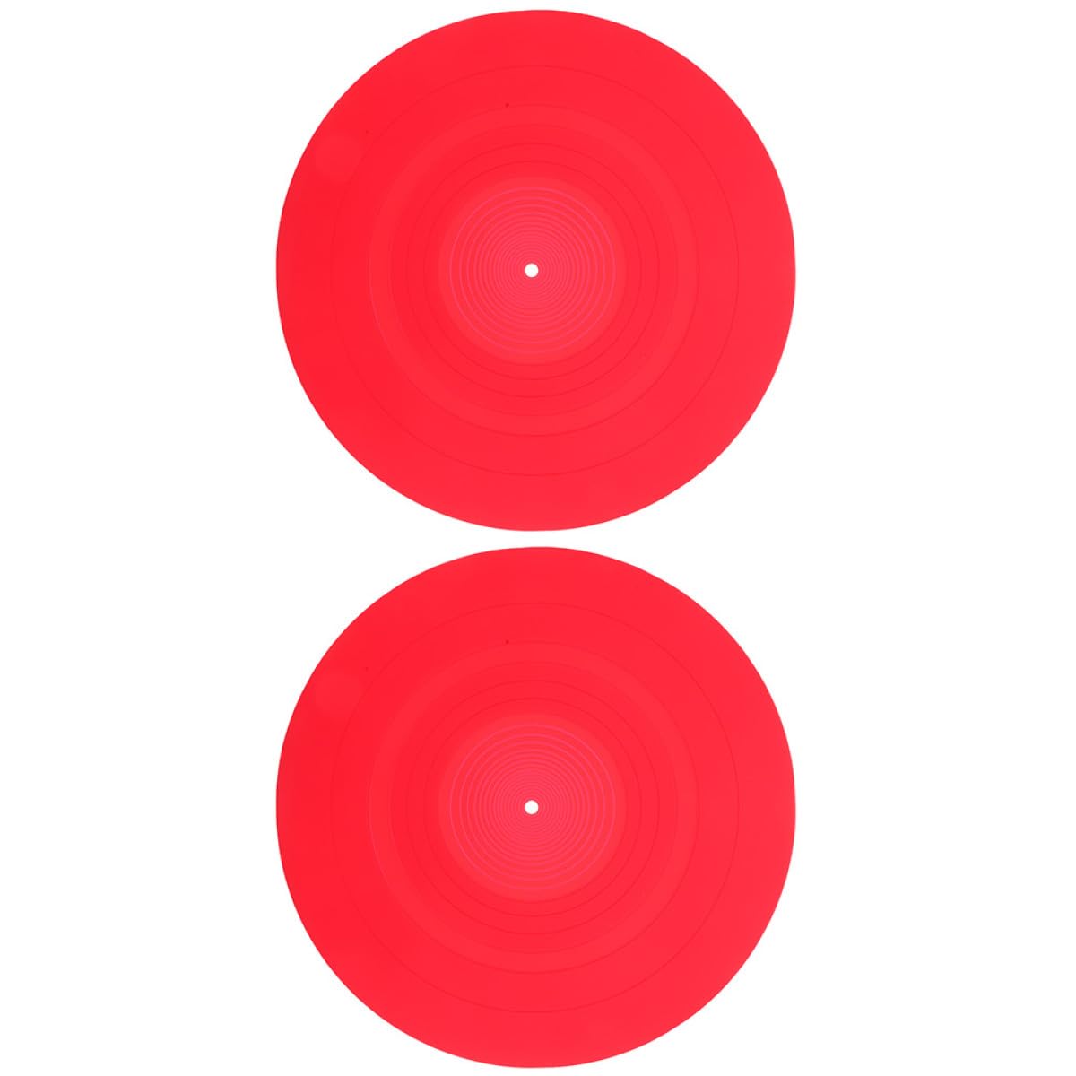 SOIMISS Set 2 Pezzi Tappetini Antistatici in Silicone per Giradischi Tappetino Antiscivolo per Piatto Giradischi Vinile Accessori per Dj e Protezione Dischi Vinile Colore Rosso