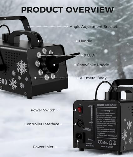 imone 900w snow machine with 9 lights christmas gifthigh output fake snow machine with remotesnow machine indooroutdoor snow making machinesnow maker machinesnowflake machine paradeparty