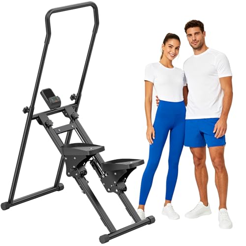 Image of 3-Level Adjustable Cardio Stair Stepper for Home, Folding Vertical Stair Stepper with Non-Slip Pedals & LCD Monitor, Portable Stair Stepper with Resistance & Handlebar, Supports 350 LBS, Unisex
