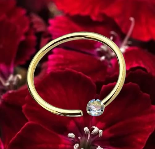 Ringe Piercing Nasenring 8 mm aus echtem 750 Gold und echtem Diamant Maße: 0,6 x 8 x 1,4 mm Intim Helix Septum dekorativ modisch extravagant 45063-8