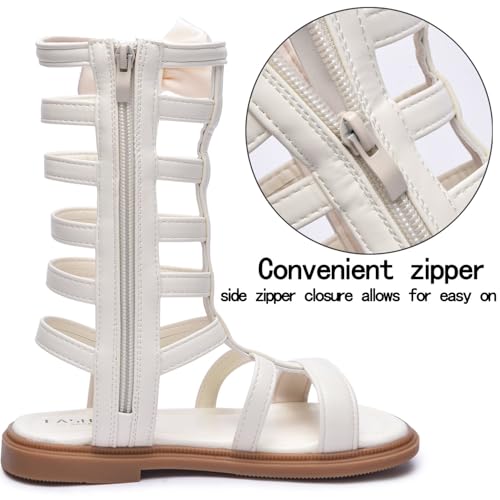 Image of Skeblo Girls Rivet Gladiator Sandals Summer Princess Dress Strappy Flats Zip Up Boots Shoes