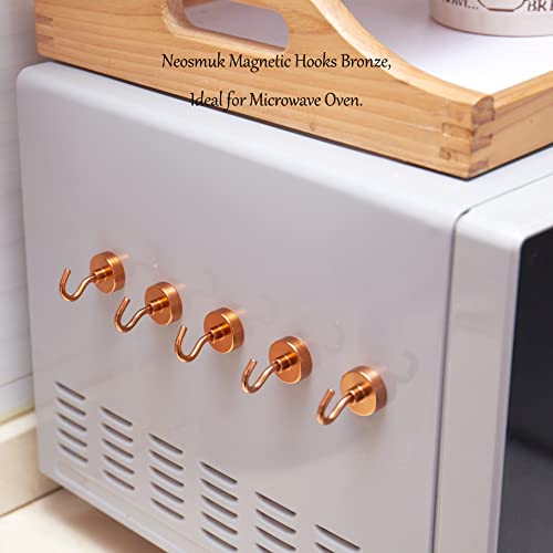 Neosmuk Magnethaken, robuste Erdmagnete mit Haken für Kühlschrank, extra starker Kreuzfahrthaken zum Aufhängen, magnetischer Aufhänger für Kabinen, Grill (Bronze, 10 Stück)