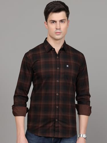 Image of Majestic Man Stylish Slim Fit Cotton Spread Collar Checked Casual Shirt