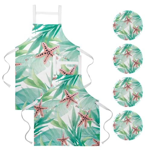 Tablier pour cuisine et pâtisserie lot de 2 style tropical chic