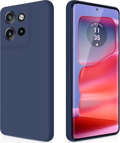 Image of DIZORO Microfiber Candy Case for Motorola Edge 50 Neo 5G Smooth Touch Cushion Liquid Soft Silicone Gel Rubber Phone Cases Non-Slip Full Body Protective Shockproof Back Cover - Navy Blue