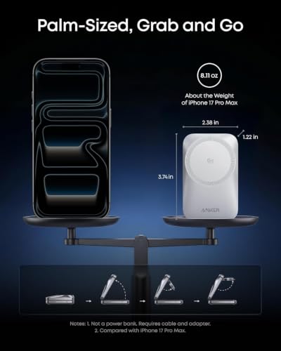 Anker Prime Foldable MagSafe Charger, 25W Qi2.2-Certified Palm-Sized Travel-Ready 3-in-1 C - image 5