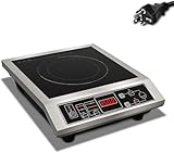 AiedCom Induction Cooker,3500W High Power Commercial Induction Cooker, 9.5-Inch Enlarged Double-Layer Heating Plate, 8-Speed Power Adjustment, Brushed Stainless Steel Process, Waterproof, Leak-Proof