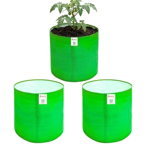 Image of Premium HDPE UV Stabilised GrowBag Size 12x12 Inch Pack of 3 | 260 GSM Round Shaped Green Colour | Suitable for Brinjal, Tomato, Capsicum, Cabbage