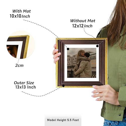 Image of Art Street Luxury Photo Frame for living room, Modern Step Design Photo Frames for Photograph, Art Work, Kids Room Set of 9 (12x12 Inch, Gold)