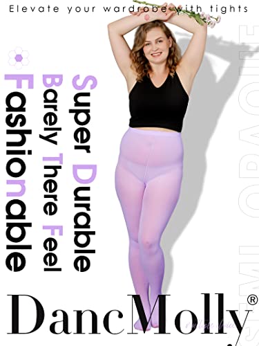 Image of DancMolly Plus Size Tights for Women, Control Top Semi Opaque Nylon Pantyhose High Waist