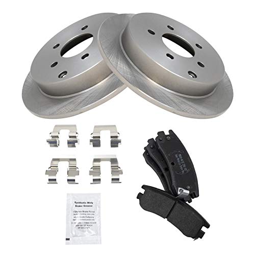 Image of TRQ Rear Brake Pad and Rotor Set Semi Metallic Solid Rotors | For 2002-2007 Buick Rendezvous 2002-2004 Chevrolet Venture Oldsmobile Silhouette 2001-2005 Pontiac Aztek 2002-2005 Montana