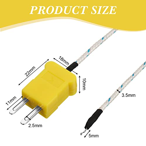 3 Meters K Type Mini-Connector Thermocouple Temperature Probe Sensor Temperature Sensing Line K Type Thermocouple Wire Measure Range -50 To 400 Celsius, Compatible With Tm902C/ Tes1310 (30 Pieces) #TOP2
