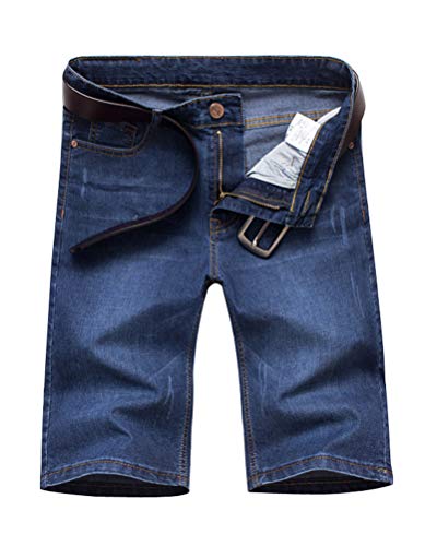 Hombre Jeans Pantalones Cortos Vaqueros Militar Cortos de Carga Bermuda Deporte Shorts Multi Bolsillos Moda Slim Fit Mezclilla Pantalón Denim C Azul 03 W35/Cintura 89CM