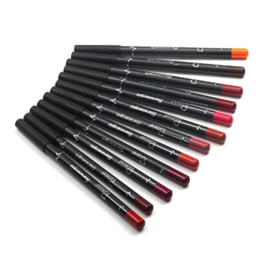 DOYING Conjunto de lápis labial 12 cores à prova d'água de longa duração delineador labial caneta batom mate