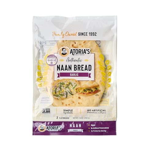 Atoria's Family Bakery Garlic Naan Flatbread 8 Pack | 16