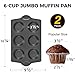 HONGBAKE Nonstick Jumbo Muffin Pan, 2 Pack Large Cupcake Tin for Baking, Cup Cake Tray, 3.5dia, 6 Cup, Premium, Extra Thick, Dishwasher Safe