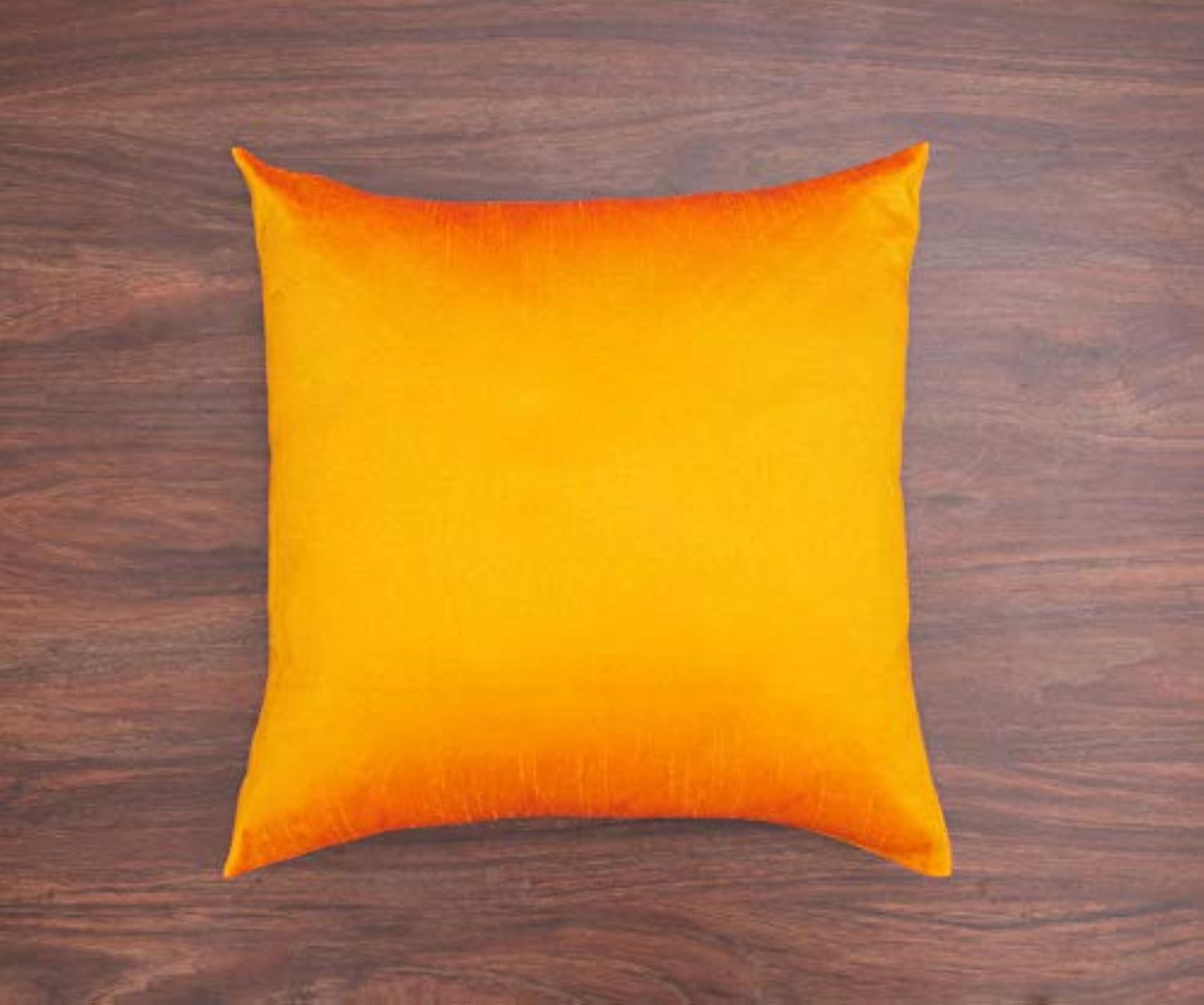 Plain Solid Art Silk Rustic Yellow Cushion Covers Pack of 3