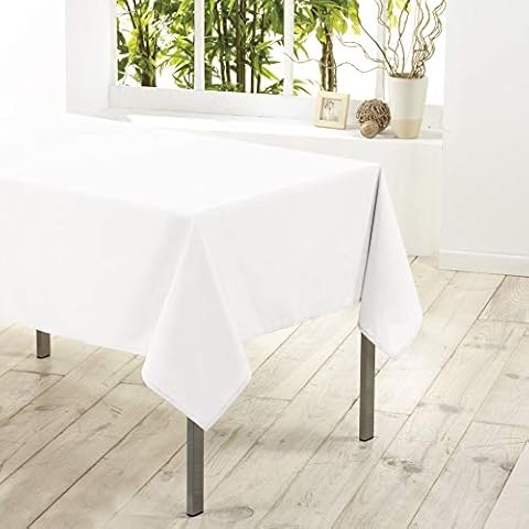 DOUCEUR D'INTERIEUR Tablecloth 140X200 Plain Polyester Essentiel Blanc, White Cover
