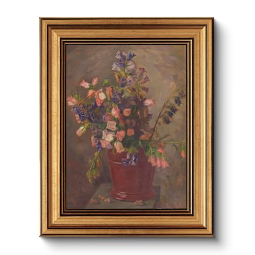 Image of HUARCEY Gold Framed Vintage Wall Art for Living Room, Flower Painting Canvas Prints Shelf Decor for Kitchen, Aesthetic Room Decor Bedroom Wall Art, Floral Artwork for Friends or Family 8 inchx10 inch