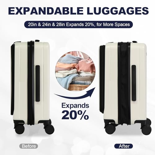 3-Piece Hard Shell Luggage Set - Expandable, Front-Opening, TSA Approved4