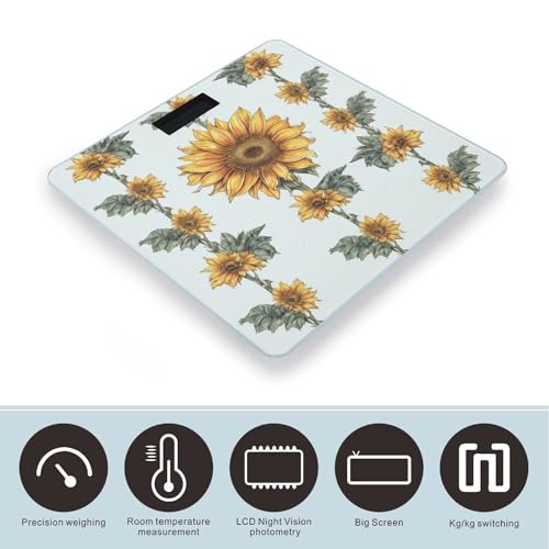 Báscula digital de baño con diseño floral pintado a mano miniatura 3