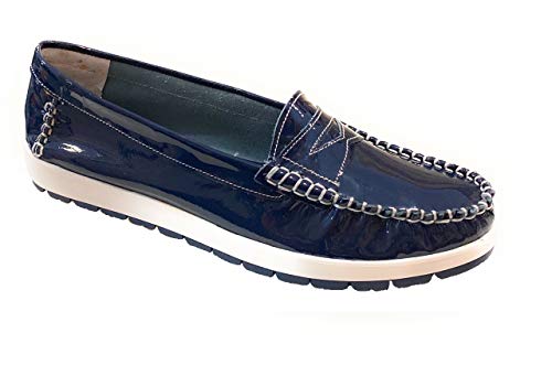 Melluso 0200V, Mocassino Donna in Vernice Blu