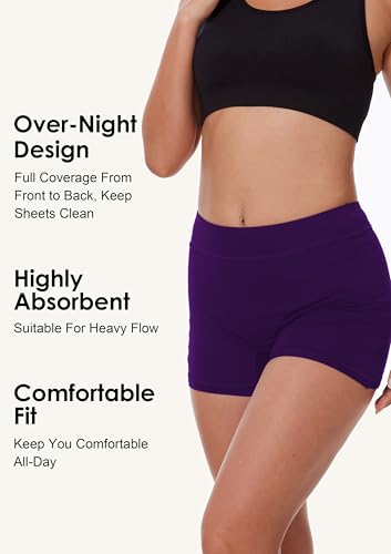 Image of YESWEL Overnight Period Shorts For Women, Leak-proof, Heavy Flow, Menstrual Absorbent Boyshorts