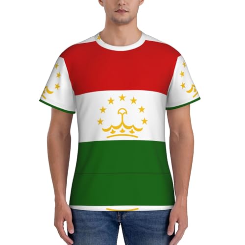 T-shirt imprimé drapeau du Tadjikistan, T-shirts en polyester frais et respirants, maillots de corps restés rentrés pour hommes, Noir , XXL
