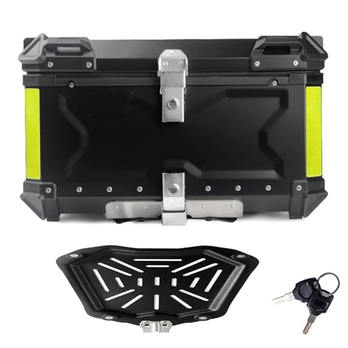 Bauletto Moto 36L bauletto Nero Argento posteriore Baule per moto box bagagli per moto alluminio con serratura di LNero65 L