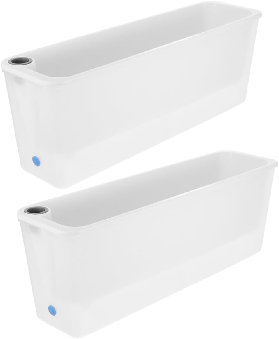 2Pcs Self Watering Rectangular Planters Weatherproof Window Flower Box for Scallions Vegetables Compact Design for Durable Plastic Planter
