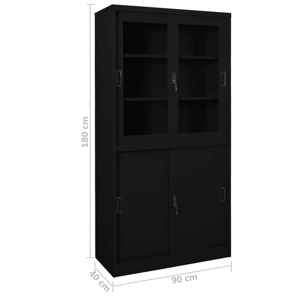 Armario de oficina con puerta corredera, 90 x 40 x 180 cm, acero con 3 estantes, cerradura, espacio de almacenamiento y taquilla para oficina, pasillo, sótano y dormitorio