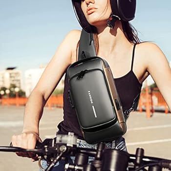 Crossbody Bag Men Sling Bag Shoulder Anti Theft Waterproof Chest Bag with  USB Charging Port Lightweight with Password Lock, blue brown : Amazon.se:  Fashion