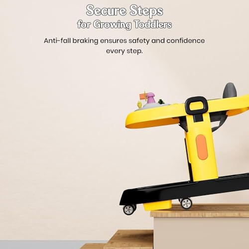 Image of StarAndDaisy Elegant Baby Walker 6 to 18 Months / Walker for Kids Girl Boy with Anti Fall Brake Pads, 3 Speed Height Adjustment, Multi-Level Seat Adjustment, Recreational Music Toy Bar, (Elegant Yellow-Black)