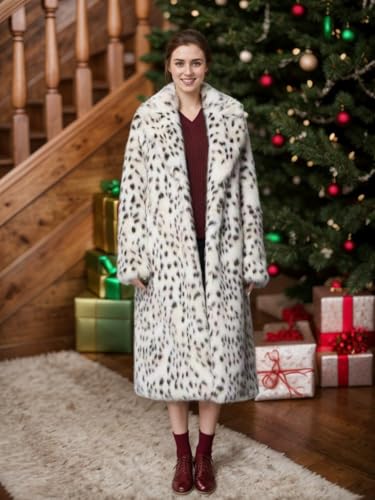 Fashion Lapel Leopard Faux Fur Overcoat Winter Warm Maxi Outerwear for Women4