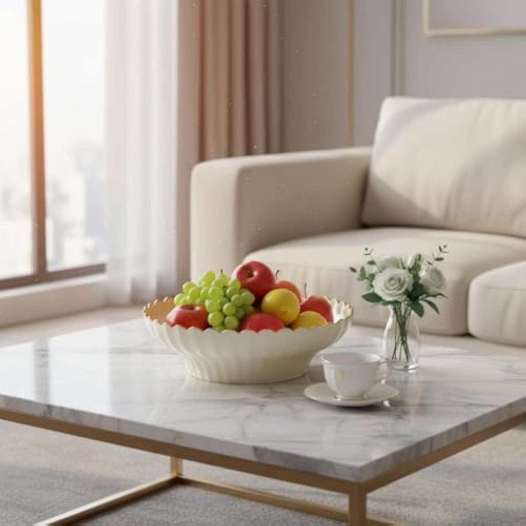 ABS Snack Bowl Elegant Design Scalloped Fruit Bowl