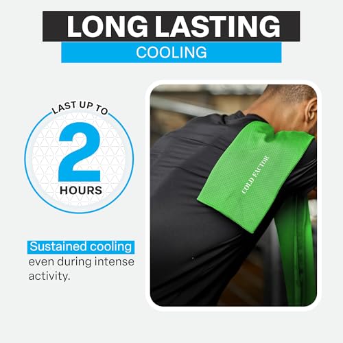 COLD FACTOR Instant Cooling Towel - Sports Cooling Towel with UPF 50+ and Reflective Protection - Moisture Wicking, Chemical-Free Evaporative Cooling for Hot Weather, Runners & Athlete (Lime, 1 Pack)