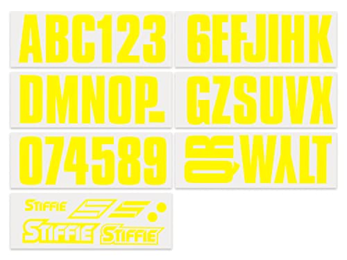 Image of Stiffie UNILINE 3 inch Alpha-Numeric Registration Identification Numbers Stickers Decals for Boats & Personal Watercraft (Yellow Crush Super Sticky)