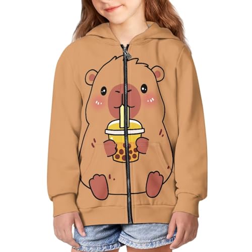 WELLFLYHOM Zip Up Girls Hoodies Graphic 6-16 Long Sleeve Sweatshirt Kangaroo Pocket Full Zip Kids Sweater Top