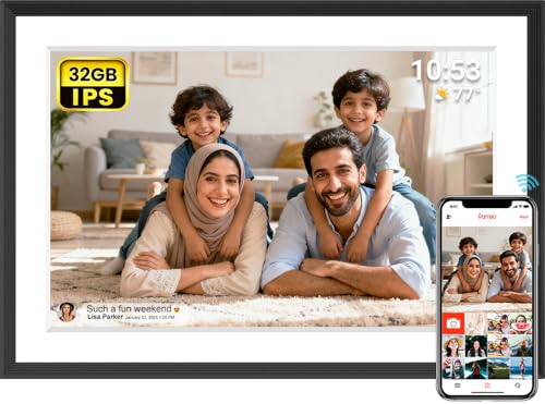 Akimart 32GB 10.1 Inch Digital Photo Frame 1280x800 IPS LCD Touch Screen Smart WiFi Digital Picture Frame Auto-Rotate Portrait and Landscape Share Moments Instantly via Frameo App from Anywhere