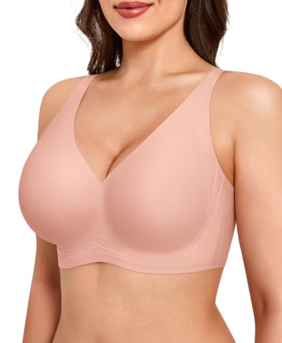 Popilush Wireless Comfortable Bras Womens Deep V Neck Pink S - image 1