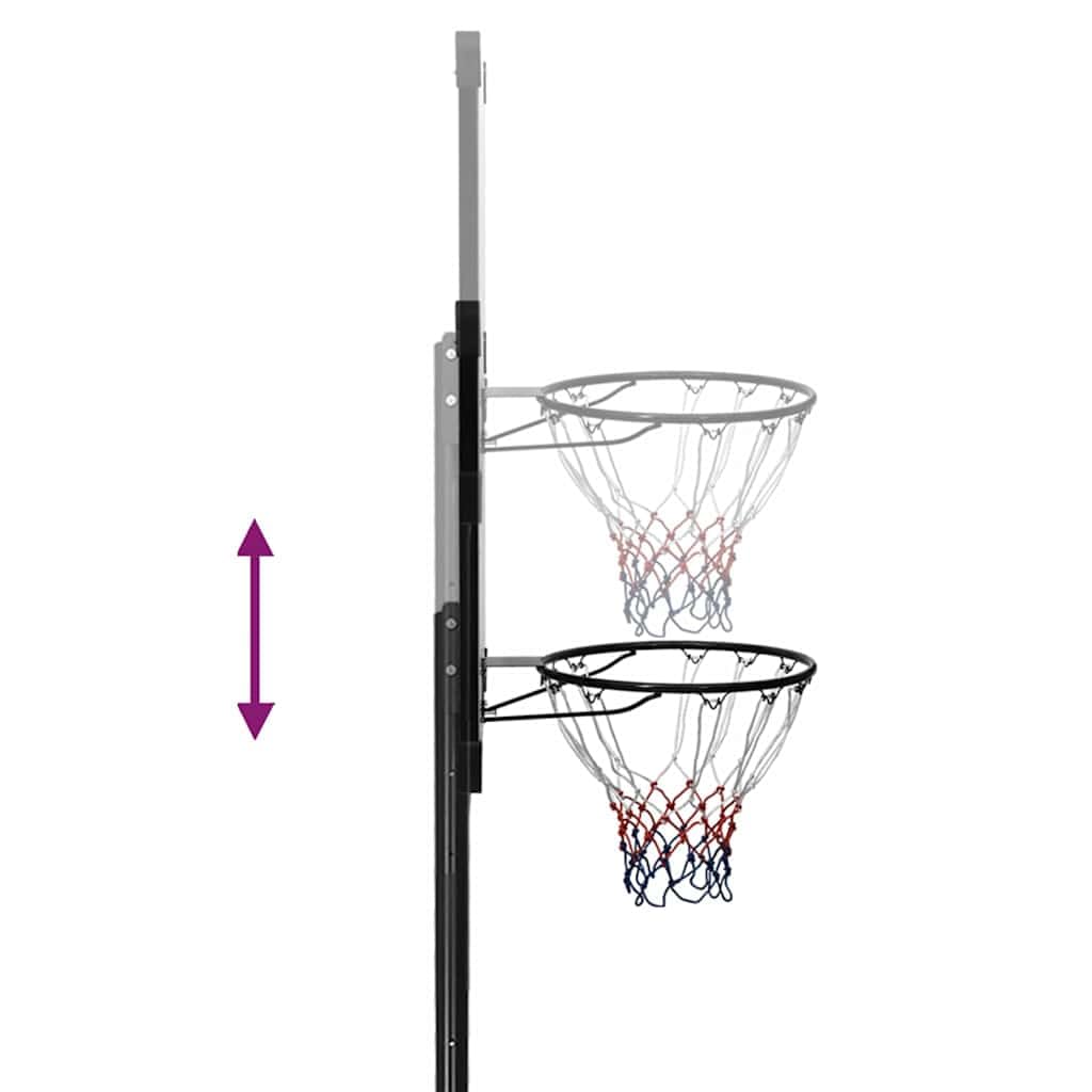 Soporte de baloncesto transparente de policarbonato, altura regulable, 256 – 361 cm, con anillo de acero y red de nailon, independiente, para entrenamiento en interiores y exteriores, juegos
