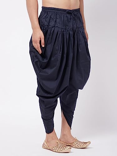 Image of VASTRAMAY mens Vastramay Men's Navy Blue Cowl Dhoti