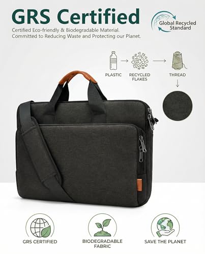 bagasin Laptoptasche Laptop Aktentasche Passt bis zu 15 15,6 16 Zoll Laptop Erweiterbare wasserdichte Schultertasche Umhängetasche Tragetasche Notebooktasche PC Computer Tasche