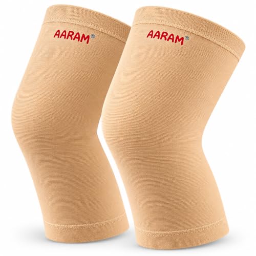 AARAM Knee Caps for Women and Men for Pain Relief Compression Knee Support for Men Gym Running Jogging Sports Workout Cap Pad Sleeve Braces Band Belt Guard Premium Leg Pain Relief Products (Skin, S)