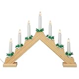 Idena 8582088 - Bougeoir de l'Avent LED en bois de couleur naturelle avec 7 bougies LED bl...