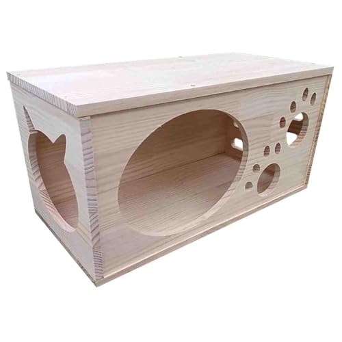 Xixining 木製ペットハウス ペットハウス 犬の犬小屋 天然木 オールシーズン対応 換気 通気性 クローズドデザイン 木製の犬小屋 快適な空間 風通し 組み立て簡単 丈夫で耐久性 あらゆる種類のペットに適しています (60*30*30cm-耳の付いた