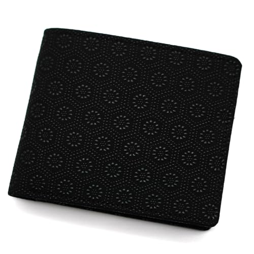 Kōshū Inden Bifold Wallet by Inden-ya — 400-Year Lacquered Deer-Leather from Yamanashi (¥14,850 / ≈$99 USD) [2026 Buyer's Guide] — [1-003] 黒地-黒漆 亀甲 finish