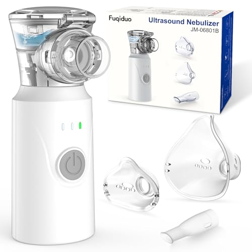 Fuqiduo Inalatore Aerosol Portatile - Nebulizzatore Silenzioso con Boccaglio e Maschere per Bambini/Adulti, Ricaricabile USB