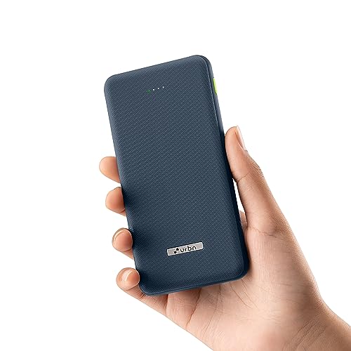 Image of URBN Power Bank 10,000mAh - Ultra Slim, 22.5W Two Way Fast Charging, Triple Output, Dual Type C PD, 12 Layers Circuit Protection, BIS Certified, Made in India with Free Type C Cable - Blue.